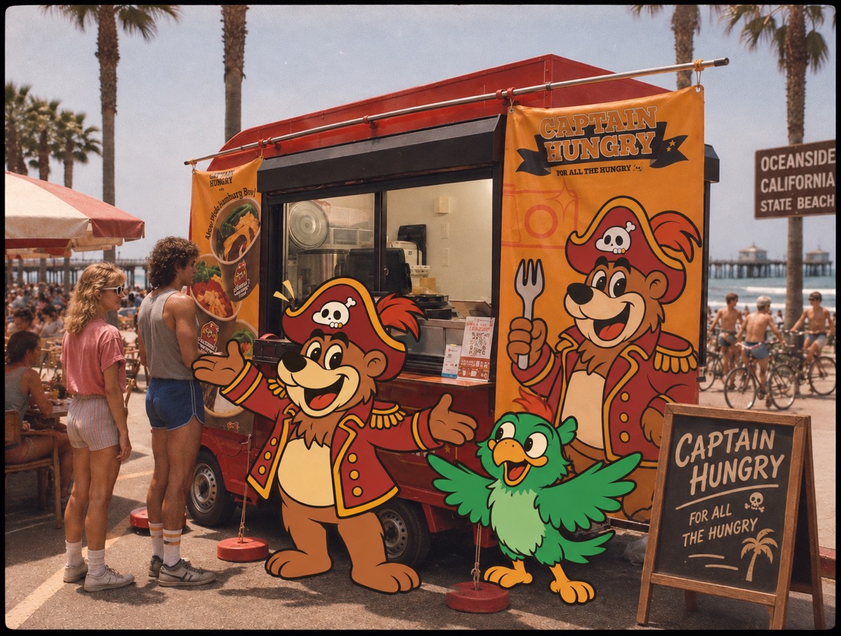 カリフォルニアのビーチで出店するキッチンカー
